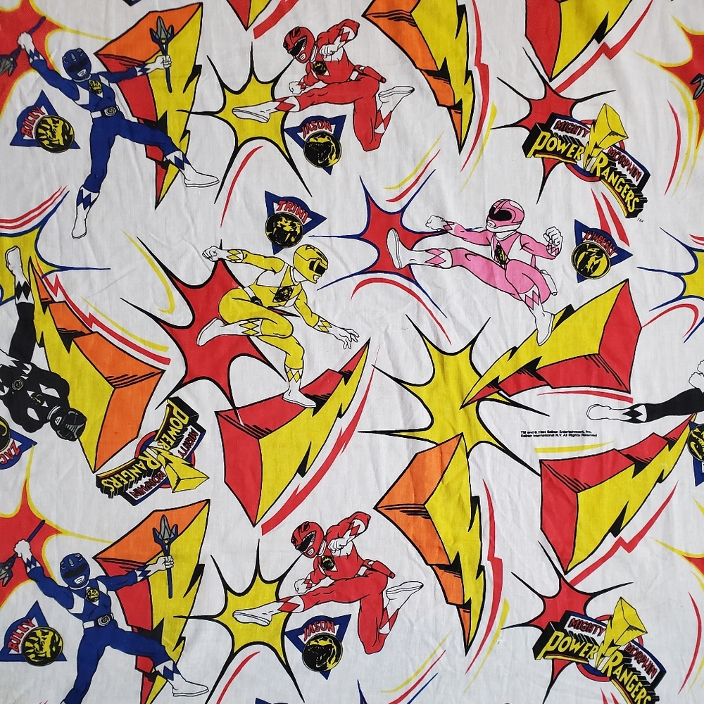 Vintage Mighty Morphin Power Rangers 1994 Flat Twin Sheet